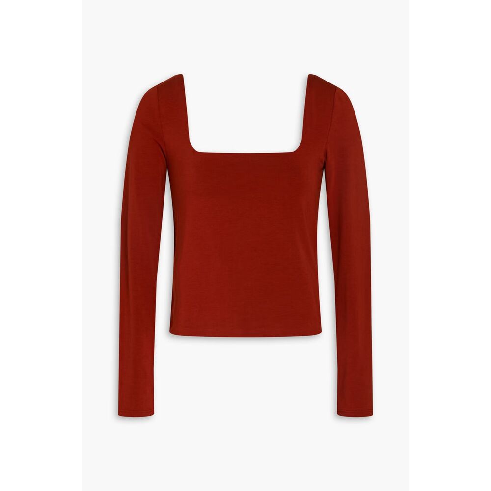 Vince Stretch Pima Cotton Square-Neck Long Sleeve Top | Size M